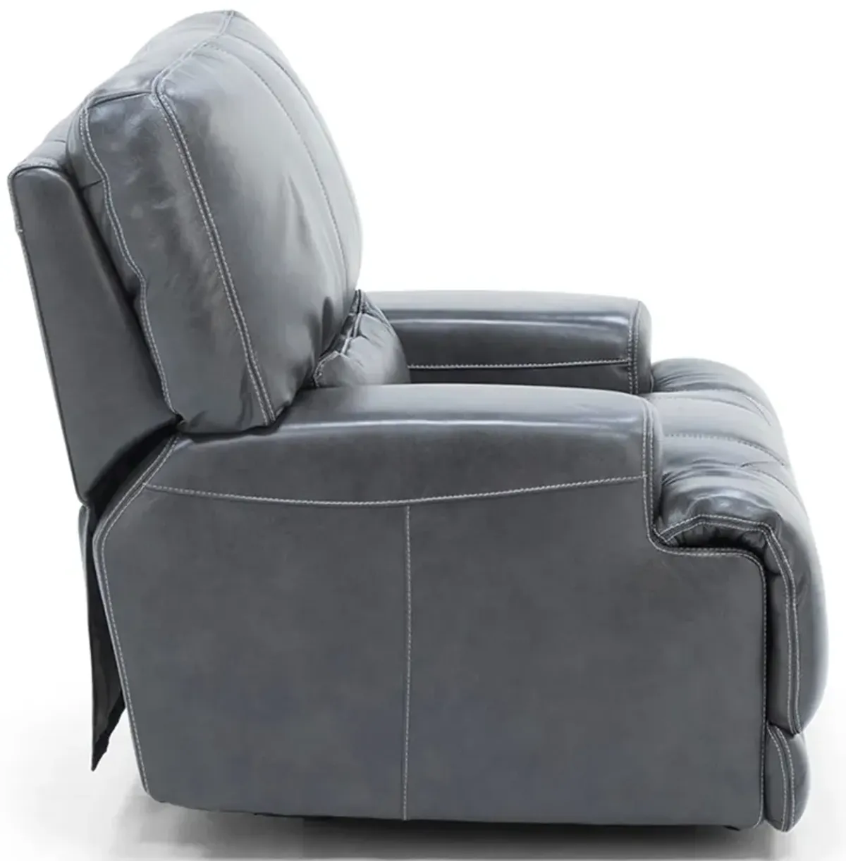 Placier Leather Power Headrest Recliner in Charcoal