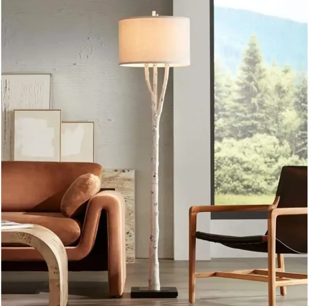 Faux Birch Tree Floor Lamp 68.5"H