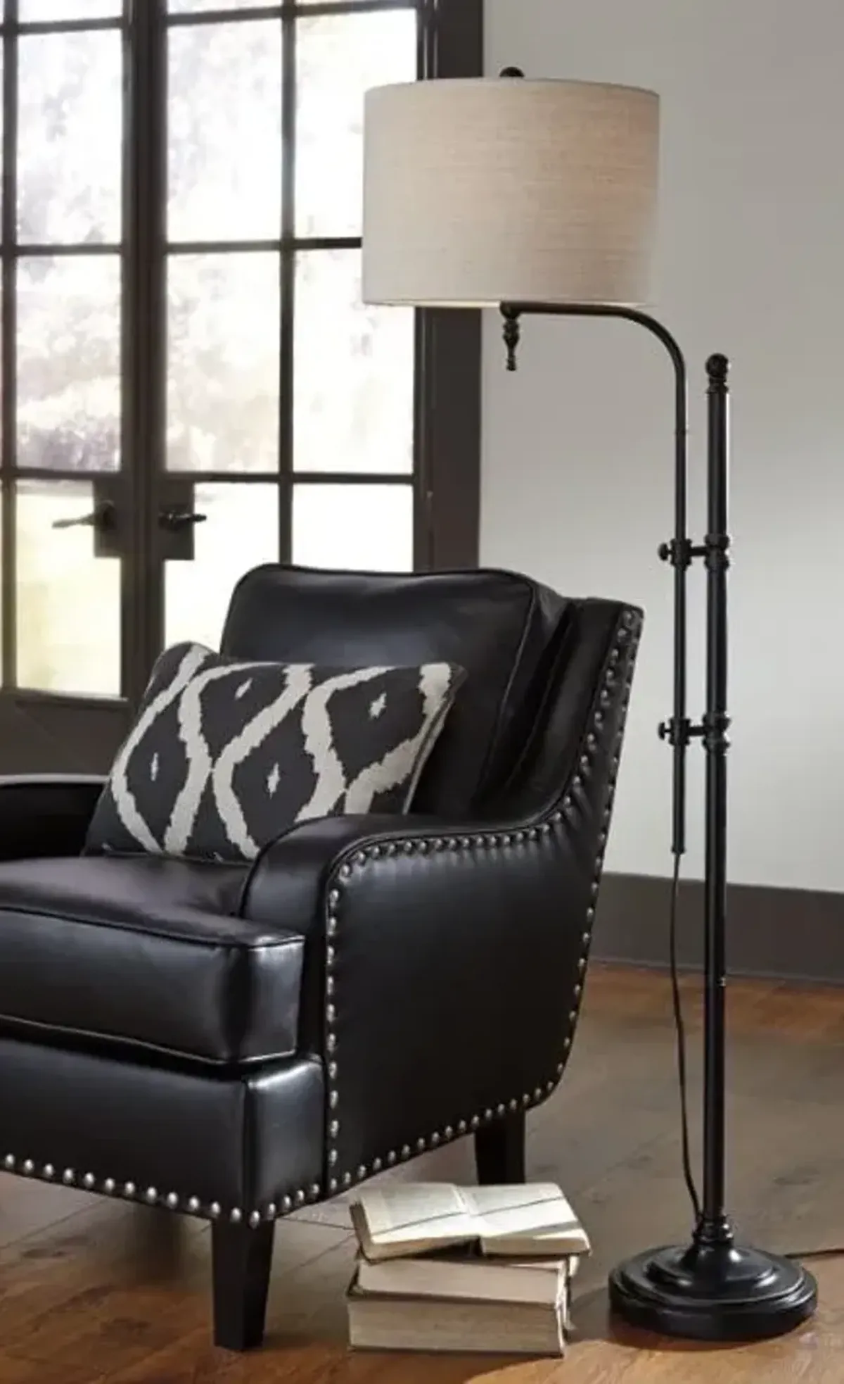 Black Metal Floor Lamp 66"H