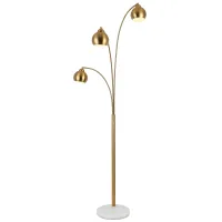Brass 3-Lite Floor Arc Lamp 83"H