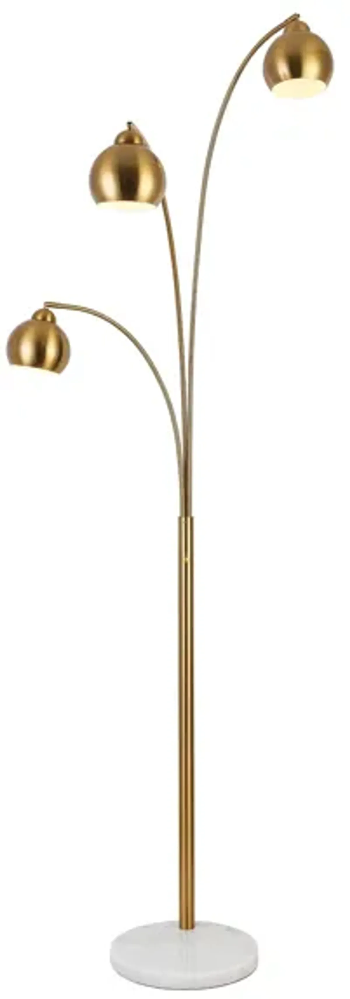 Brass 3-Lite Floor Arc Lamp 83"H