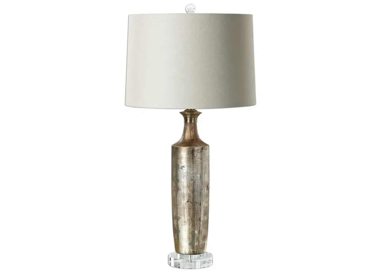 Metallic Bronze and Silver Ceramic Table Lamp 30"H