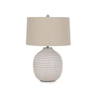 Beige and White Ceramic Table Lamp 26.5"H