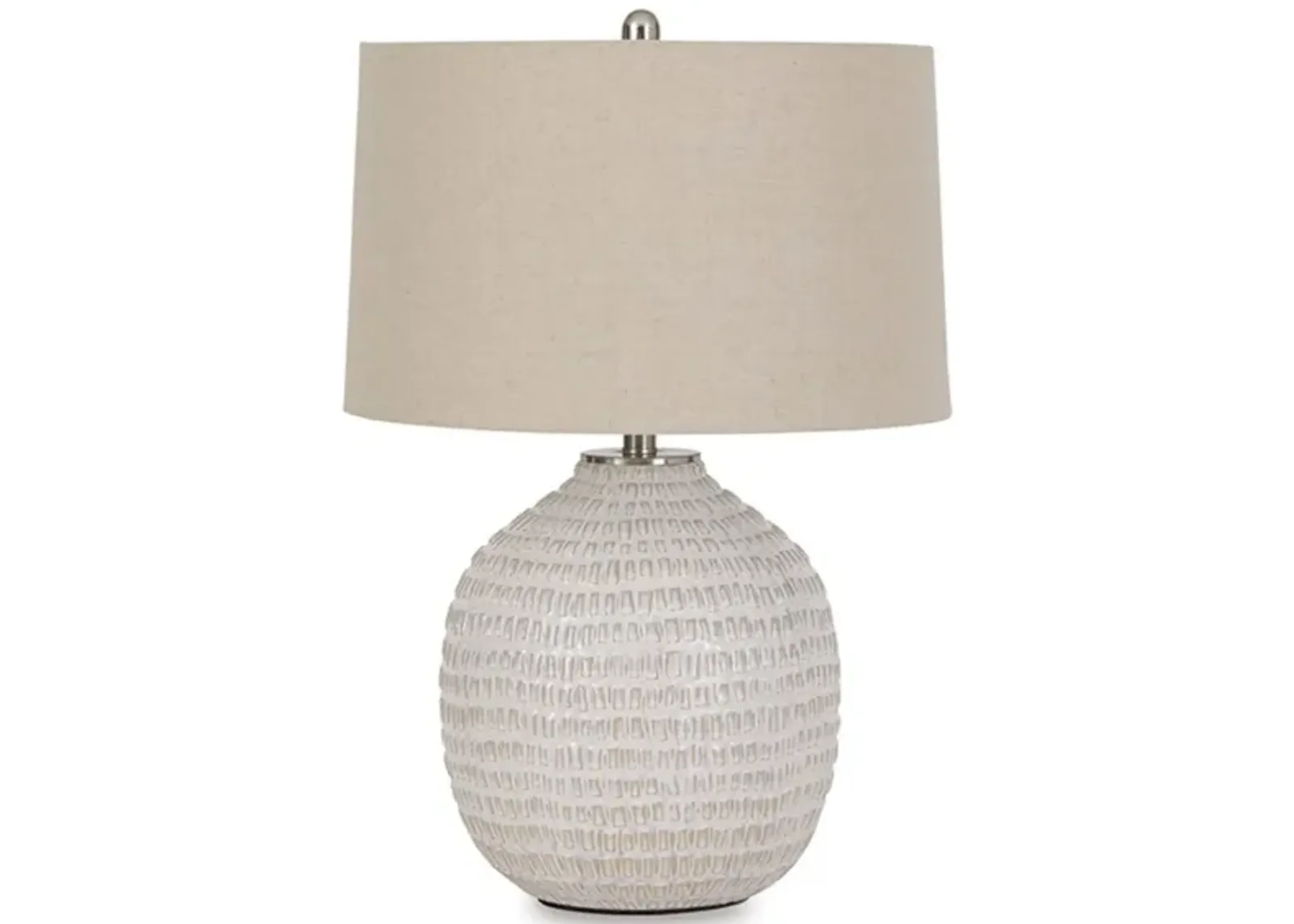 Beige and White Ceramic Table Lamp 26.5"H