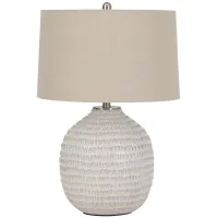 Beige and White Ceramic Table Lamp 26.5"H