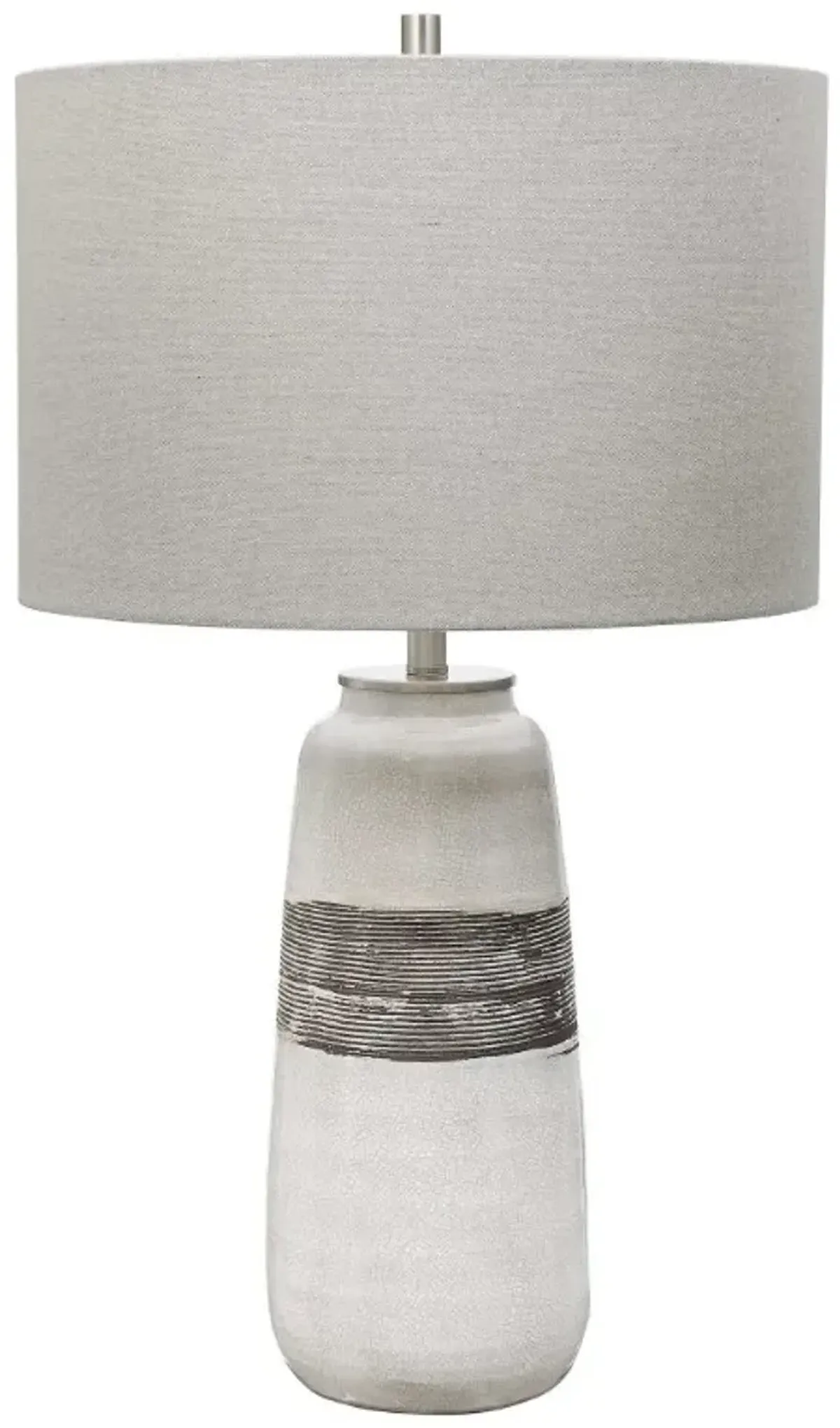 White Crackle Brown Ribbed Ceramic Table Lamp 27"H