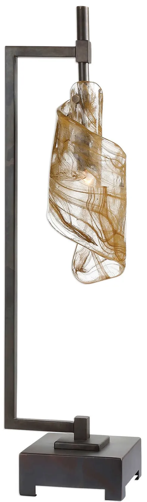 Iron/Amber Art Glass Table Lamp 28"H