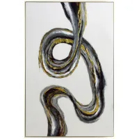 Black and Gold Swirl Abstract Canvas Art 54"W x 84"H