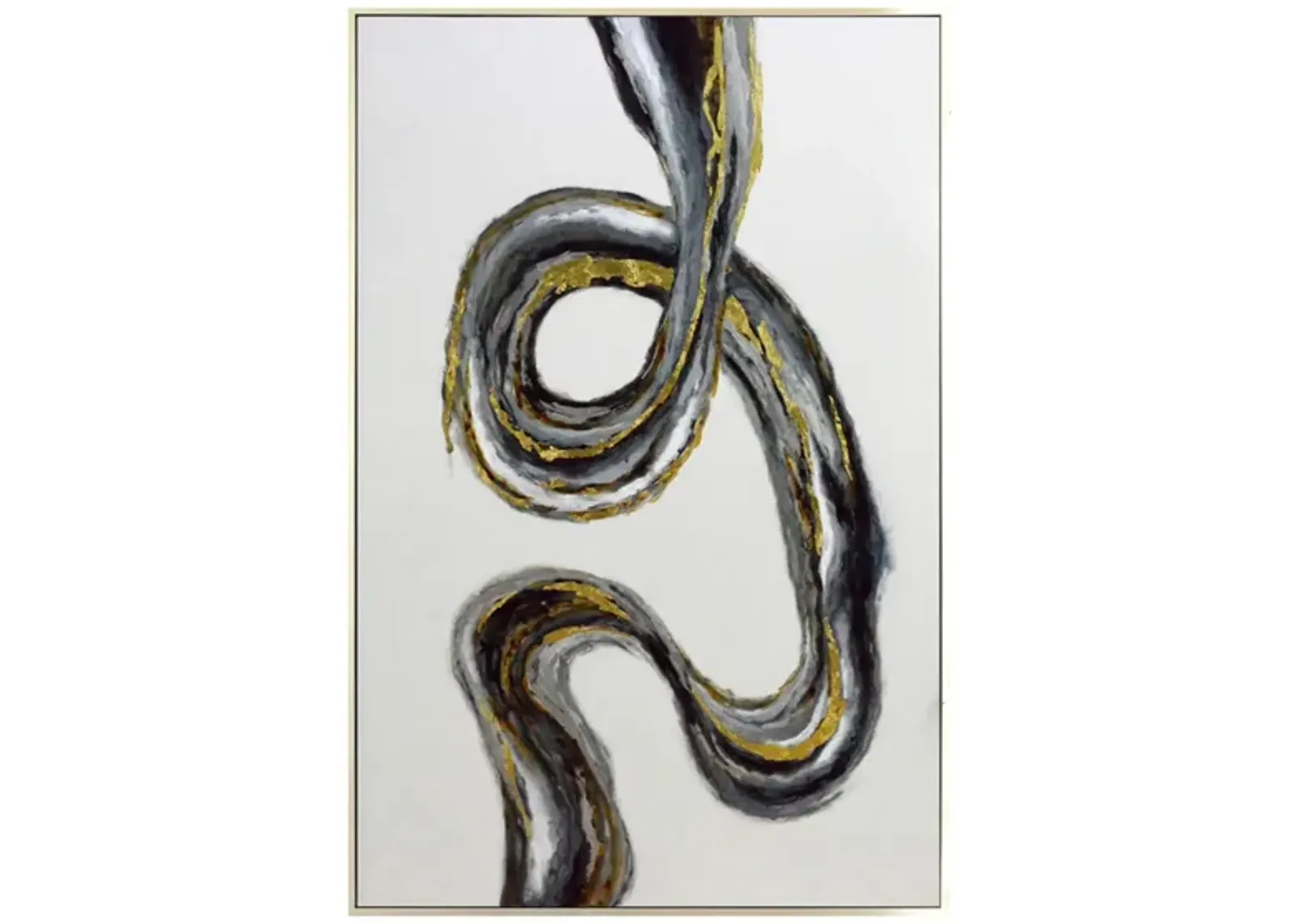 Black and Gold Swirl Abstract Canvas Art 54"W x 84"H