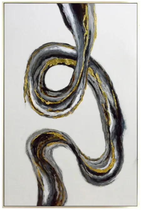 Black and Gold Swirl Abstract Canvas Art 54"W x 84"H