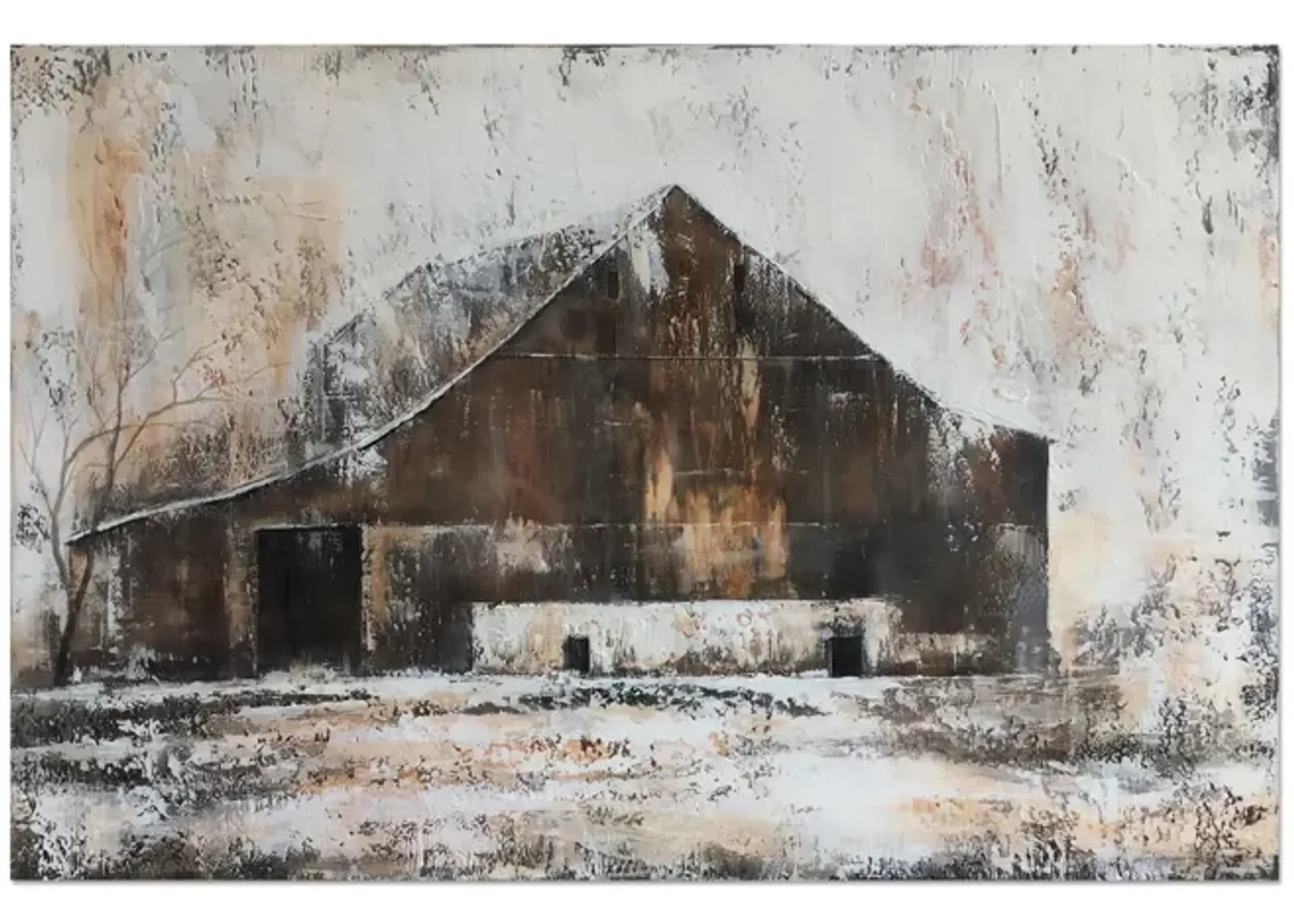 Snowy Barn Canvas Art 60"W x 40"H