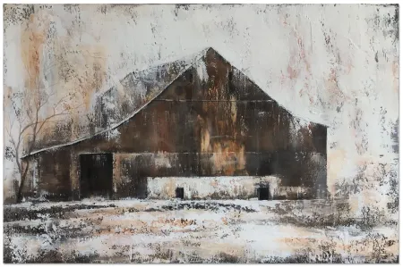 Snowy Barn Canvas Art 60"W x 40"H