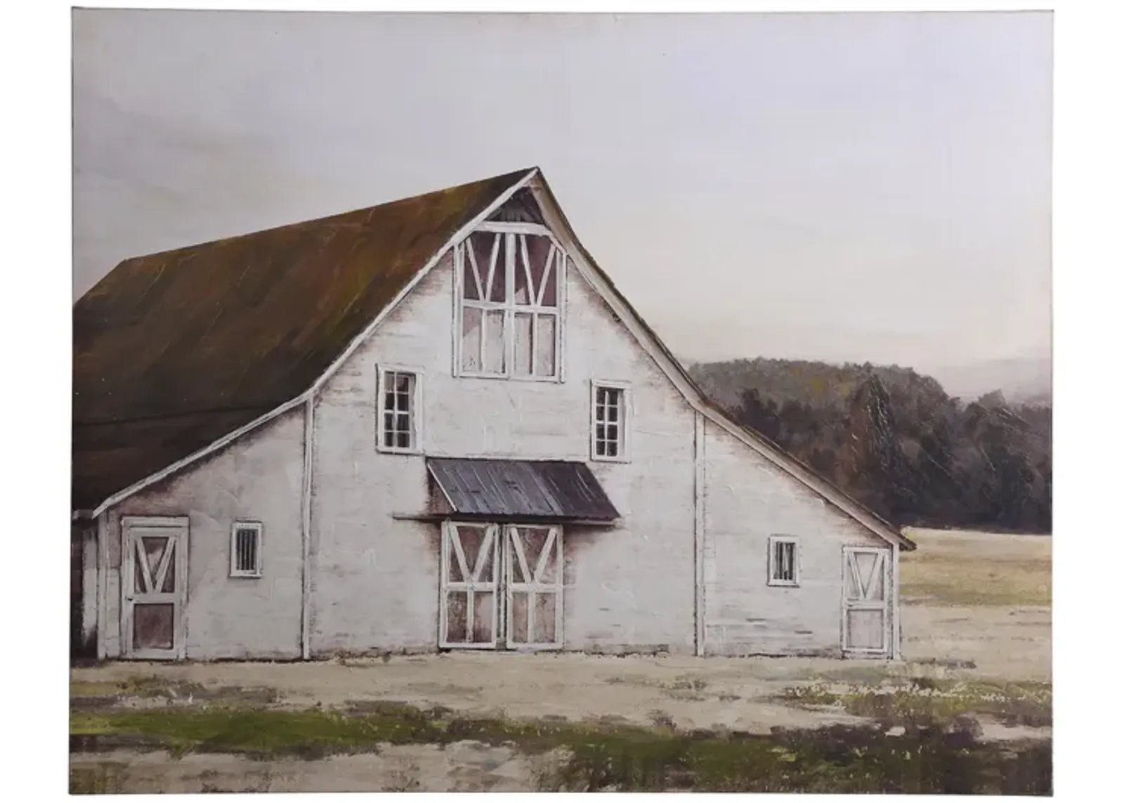 Old White Barn Canvas Art 50"W x 40"H