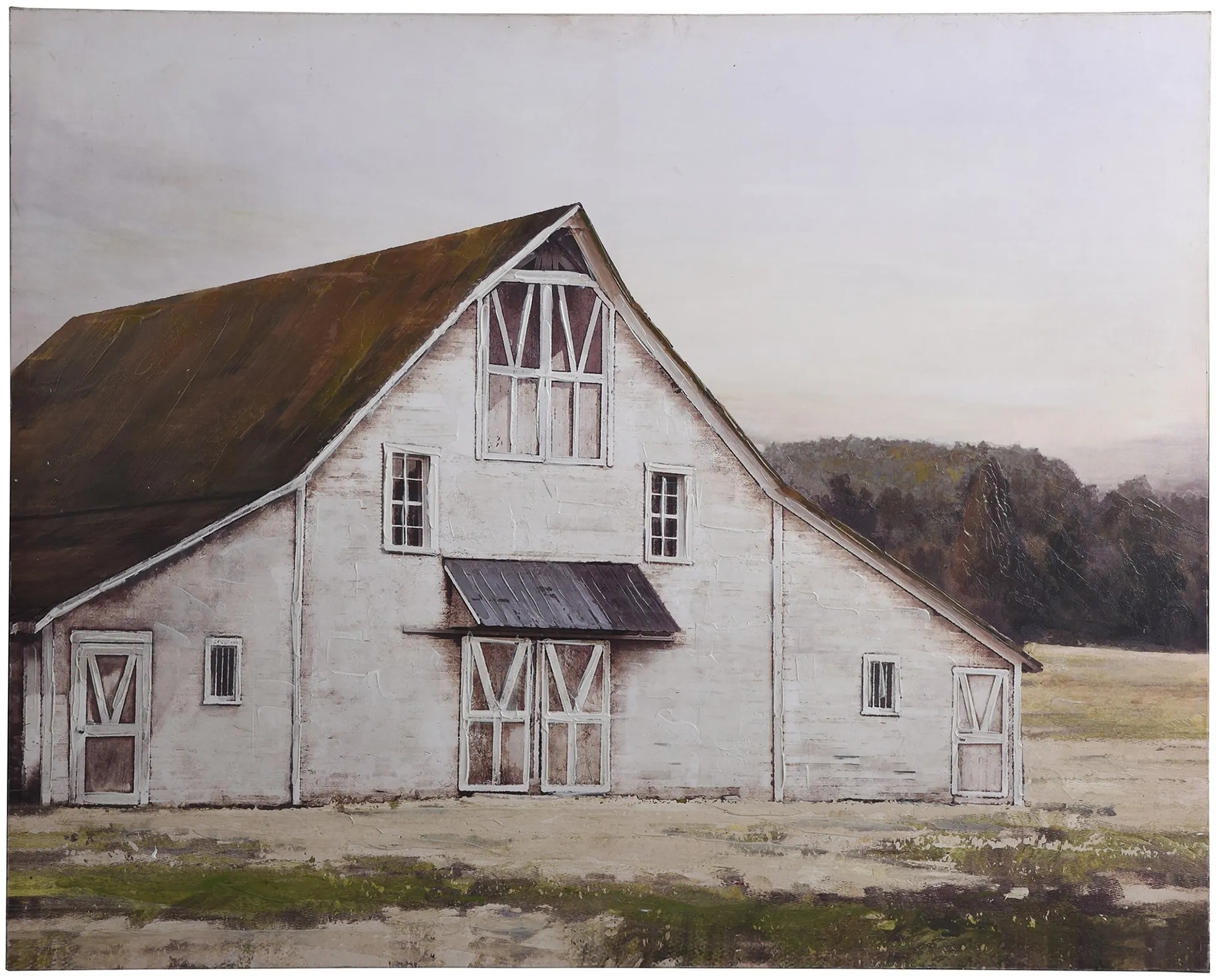 Old White Barn Canvas Art 50"W x 40"H