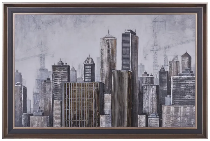 Skyline Handpainted Framed Canvas Art 60"W x 40"H