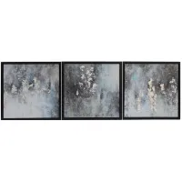 Set of 3 Black and Grey Abstract Canvas Art 22"W X 22"H