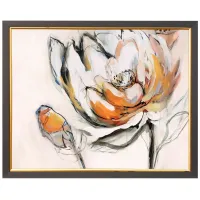 White, Orange, and Peach Flowers Framed Print 35"W x 35"H