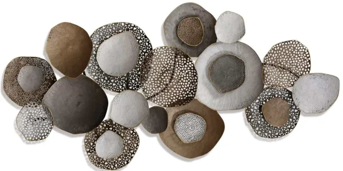 Bronze and Copper Metal Disc Wall Décor 52"W x 25"H