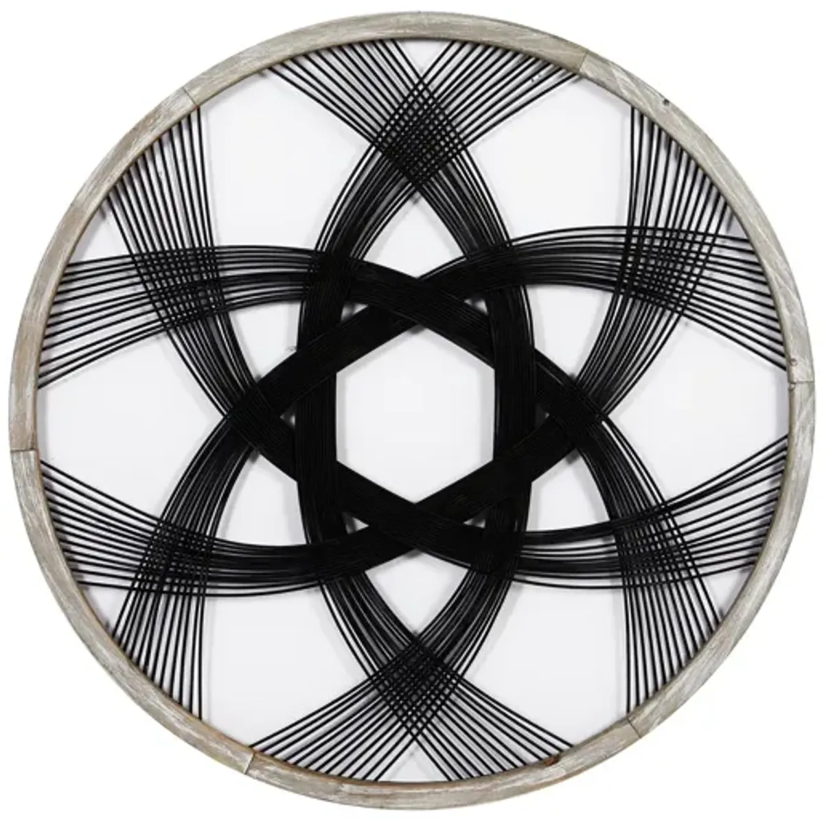 Black Rattan With Wood Frame Wall Decor 33.5"