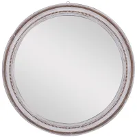 White Wood Wall Mirror 36.5" Round