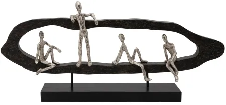 Black and Silver 4 Men Hanging Out Décor 30"W x 13"H