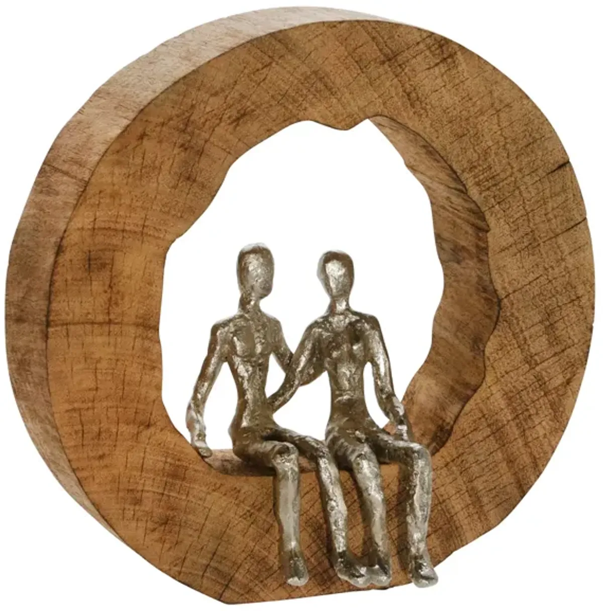 Aluminum Couple in Mango Wood Decor 12"W x 11"H