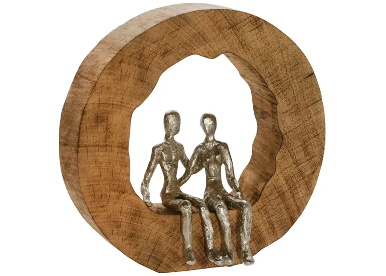 Aluminum Couple in Mango Wood Decor 12"W x 11"H