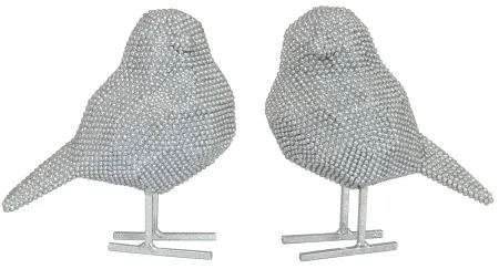 Set of 2 Mirrored Bird Figurines 6.5"W x 7"H
