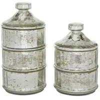 Set of 2 Mercury Glass Jars 9/12"H