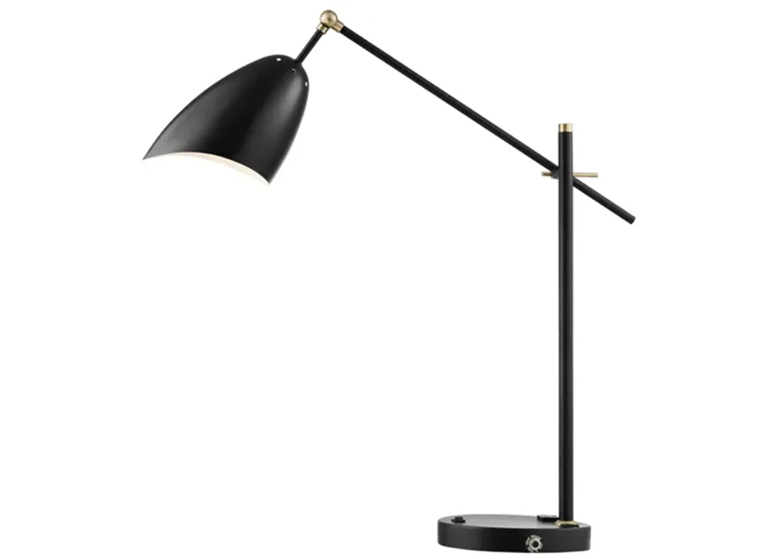 Black Metal Adjustable USB Desk Lamp 28.5"H