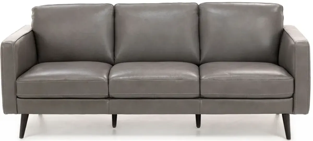 Turin Leather Sofa in Dark Grey