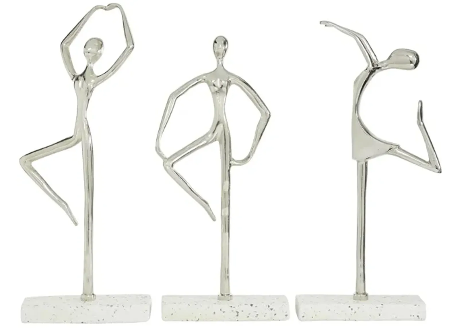 Set of 3 Aluminum Terrazzo Dancer Figures 16/17/17.5"H