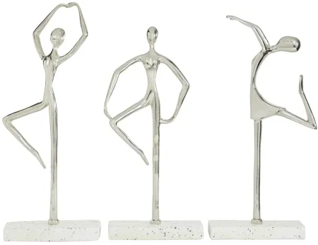Set of 3 Aluminum Terrazzo Dancer Figures 16/17/17.5"H