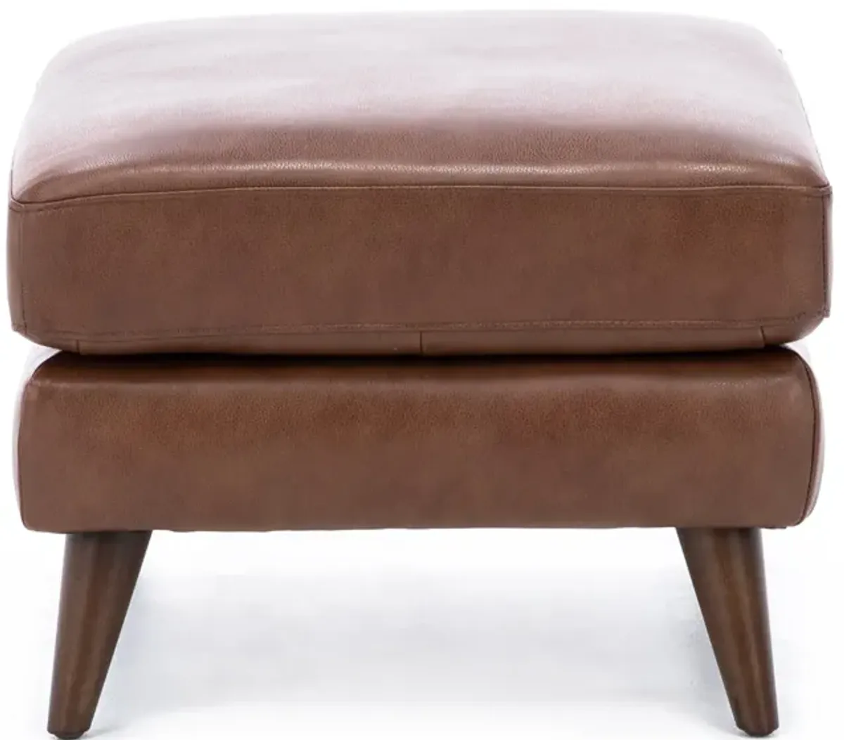 Naomi Leather Ottoman in Cobblestone