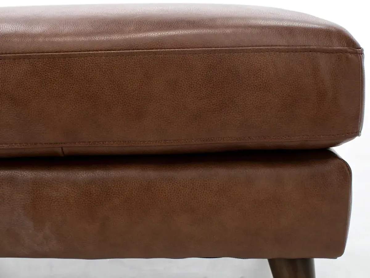 Naomi Leather Ottoman in Cobblestone