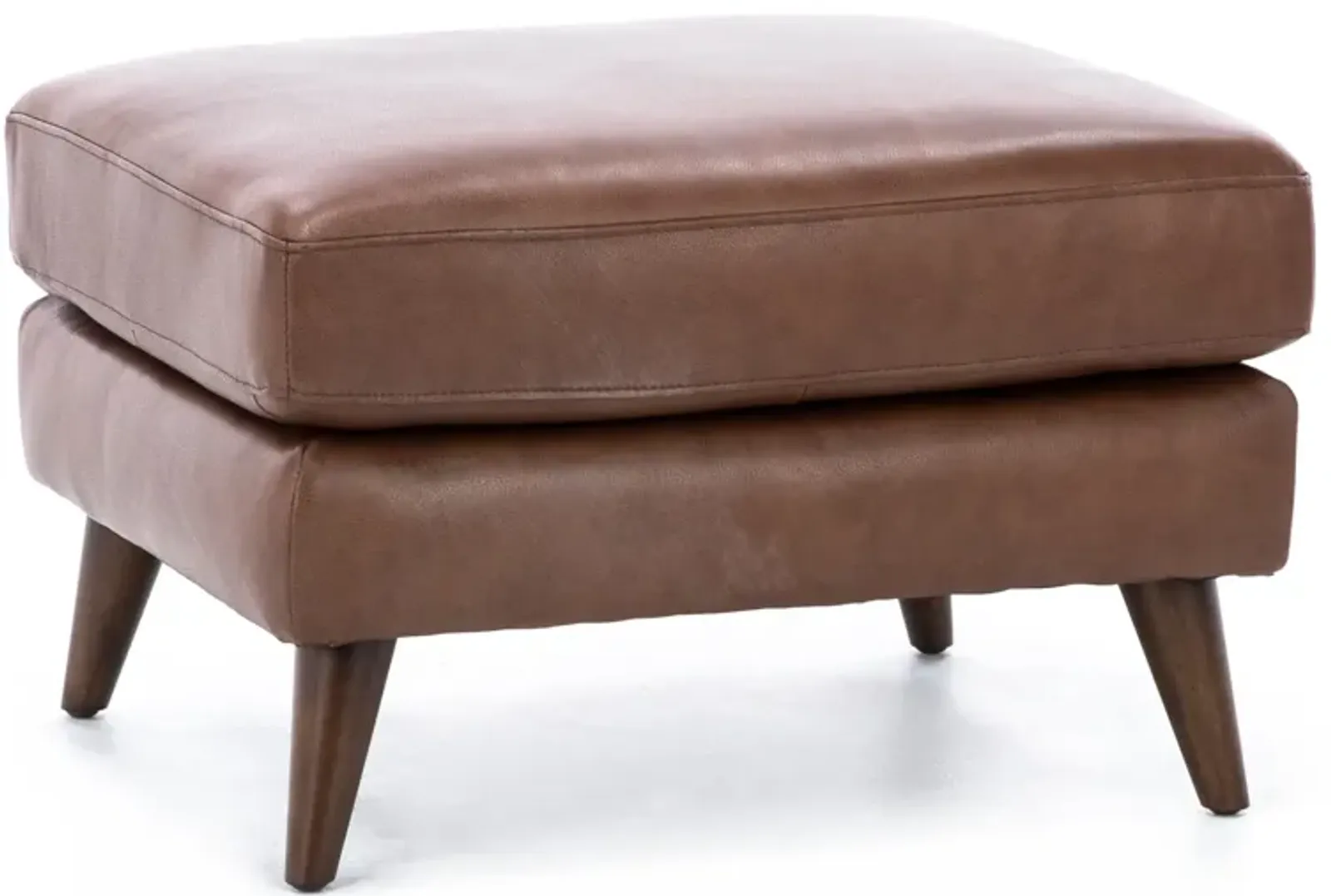 Naomi Leather Ottoman in Cobblestone