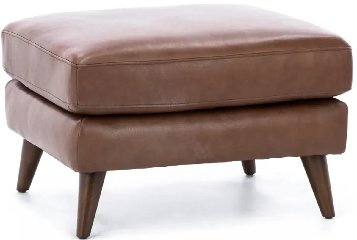 Naomi Leather Ottoman in Cobblestone