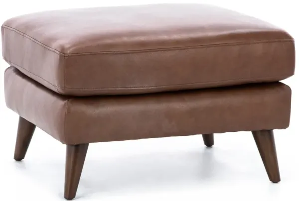Naomi Leather Ottoman in Cobblestone
