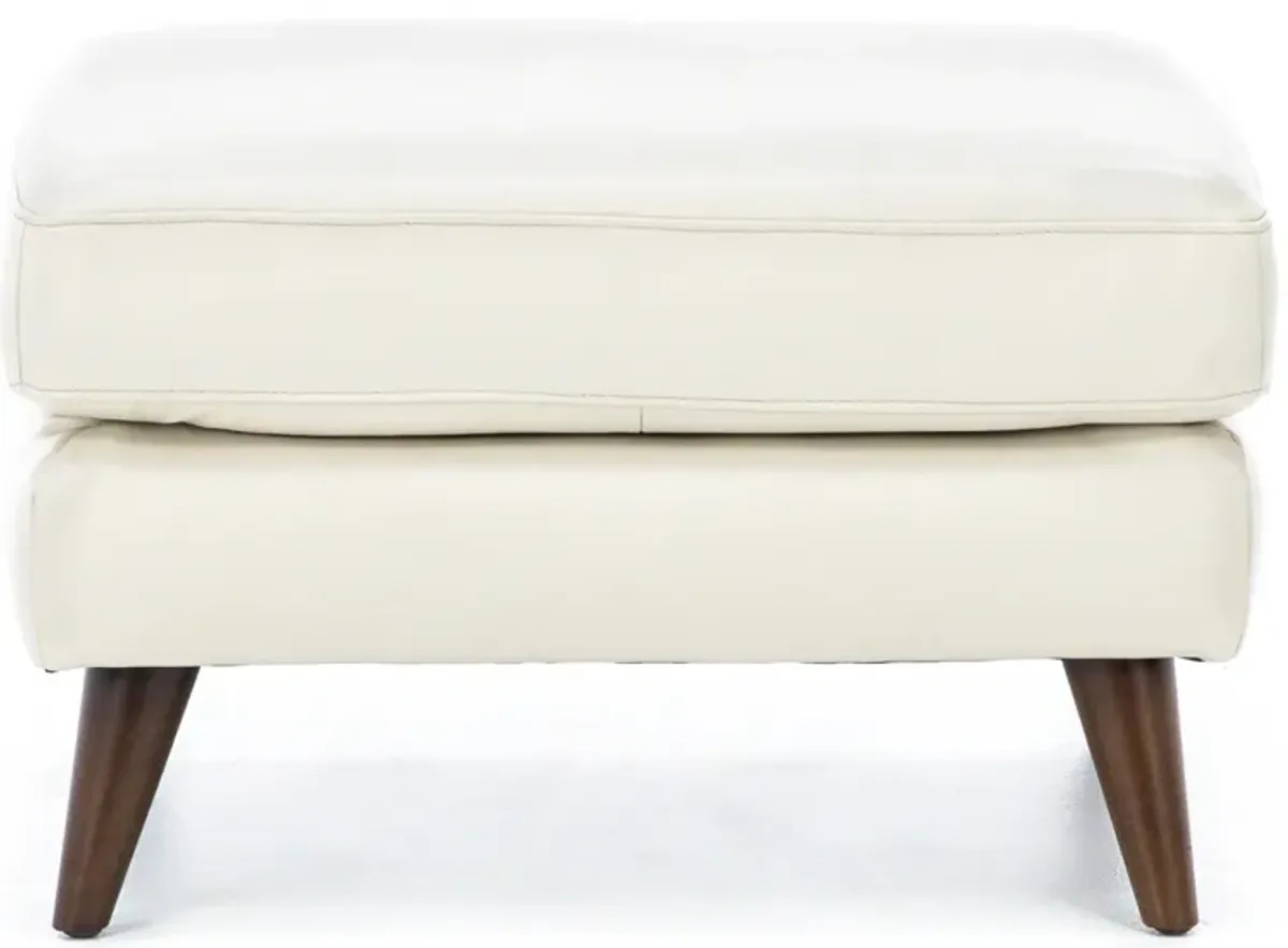 Naomi Leather Ottoman in Stone