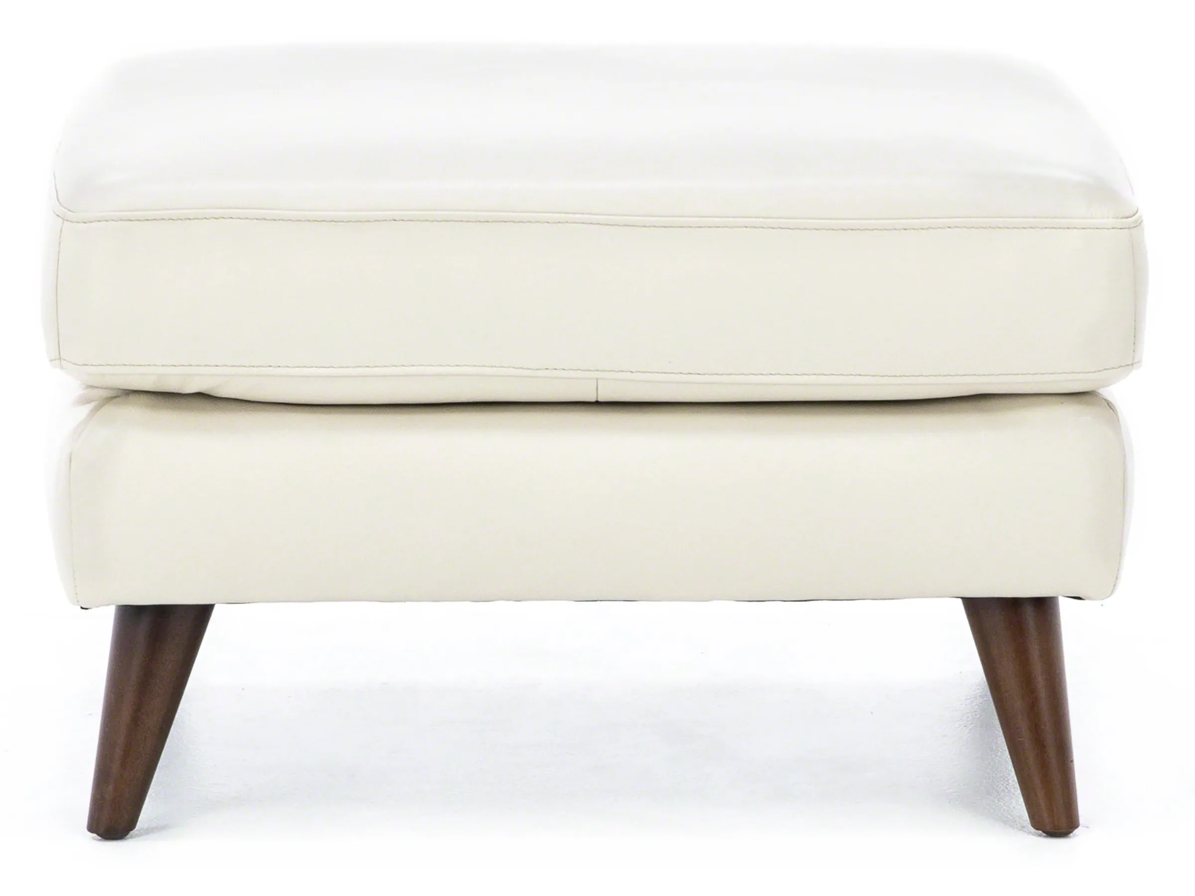 Naomi Leather Ottoman in Stone