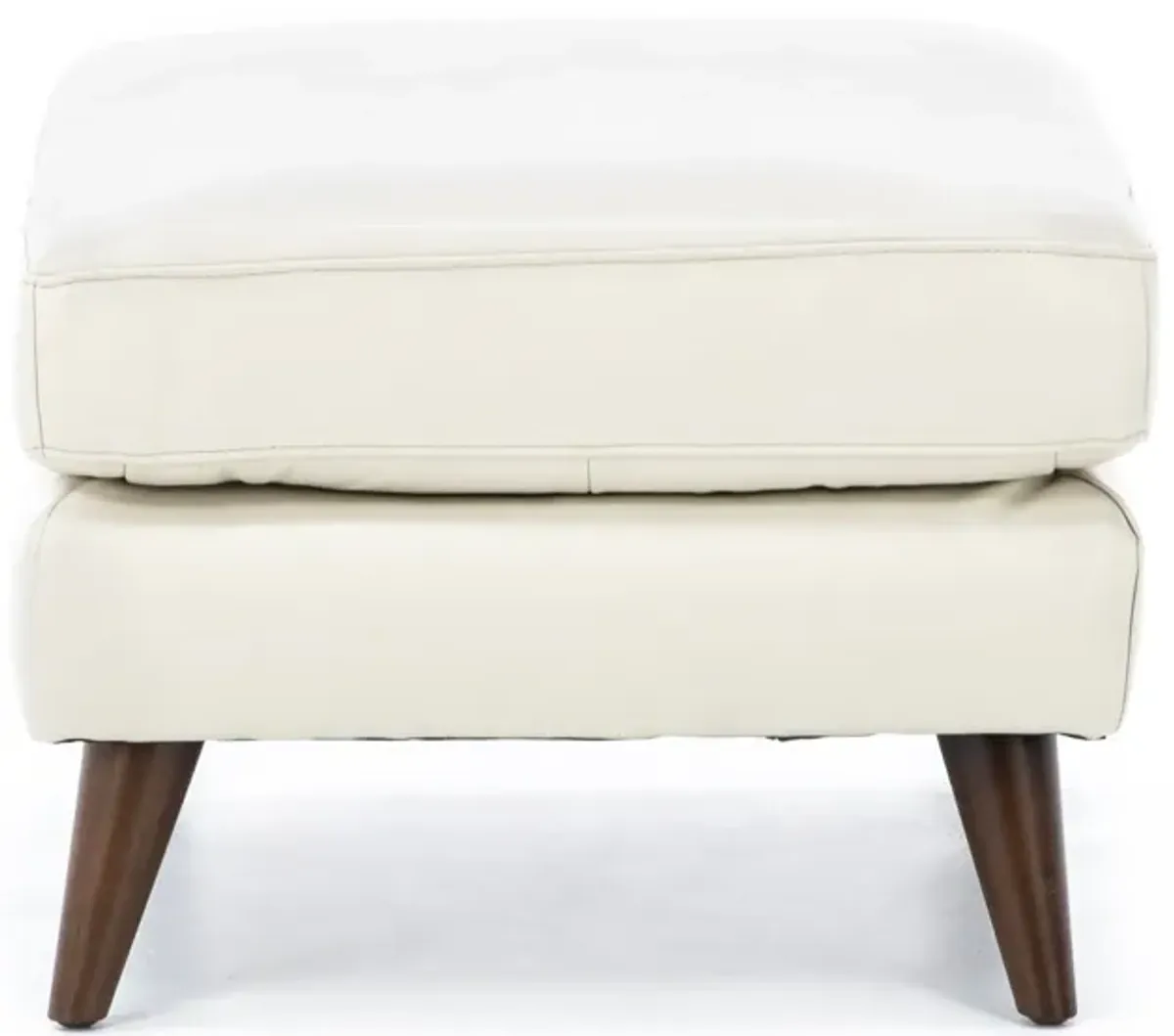 Naomi Leather Ottoman in Stone