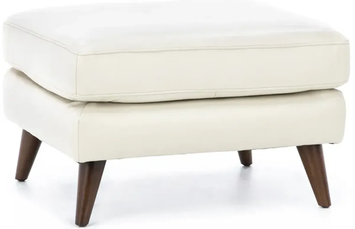 Naomi Leather Ottoman in Stone