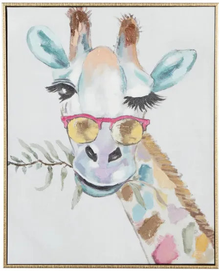 Giraffe Framed Canvas Art 17"W x 21"H