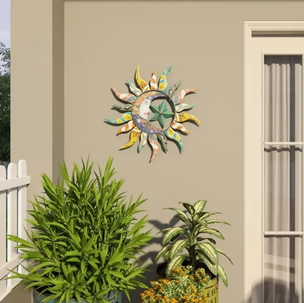 Multi Color Metal Sun Wall Décor 25"