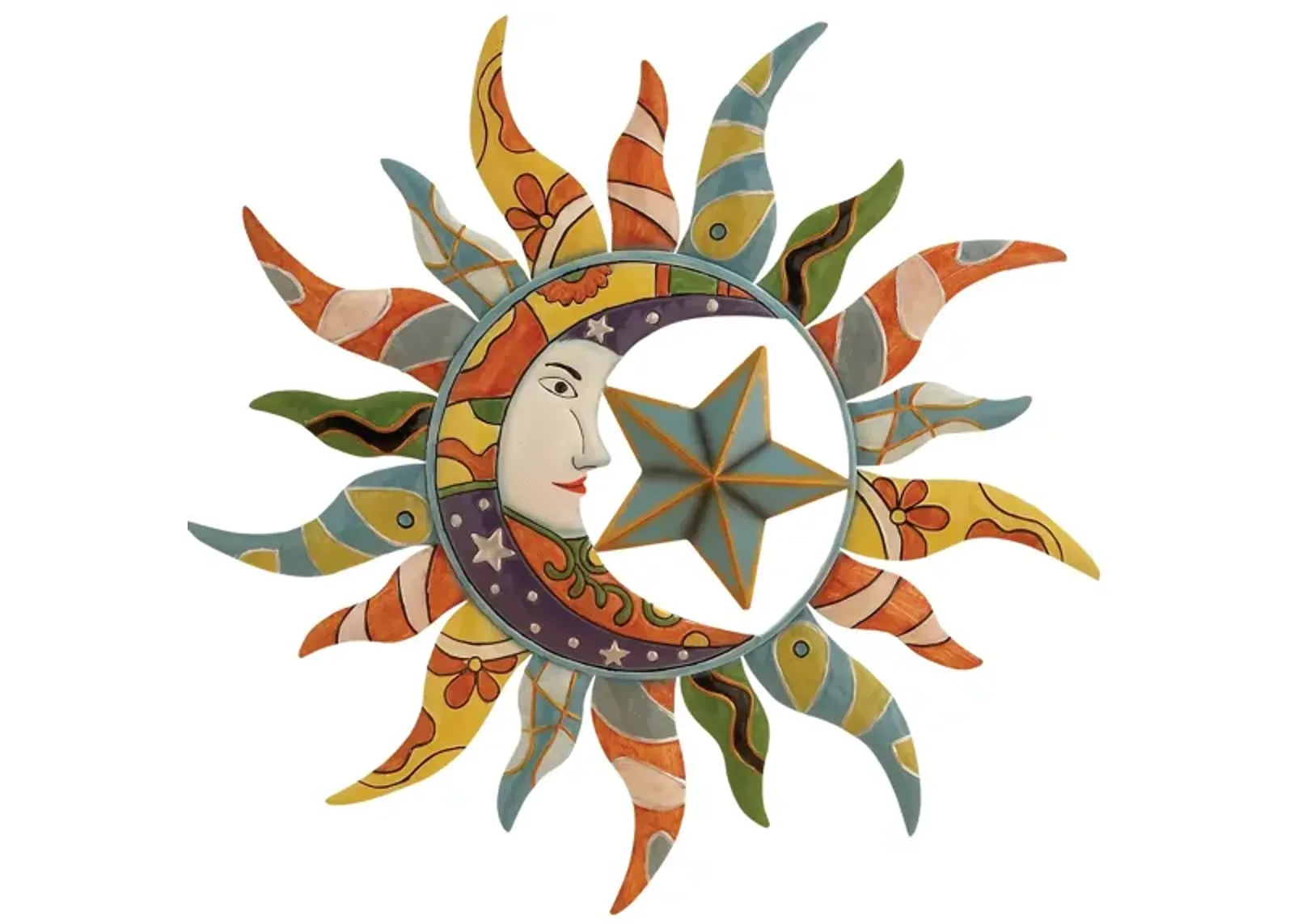 Multi Color Metal Sun Wall Décor 25"