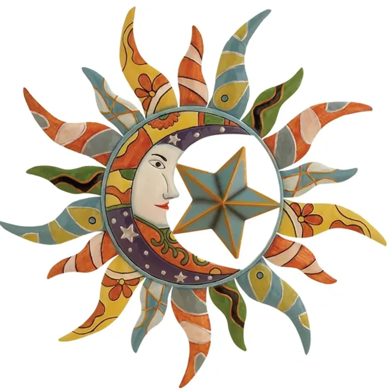 Multi Color Metal Sun Wall Décor 25"