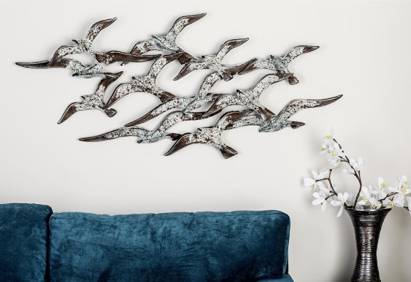 Metal Flock of Birds Wall Décor 48"W x 23"H