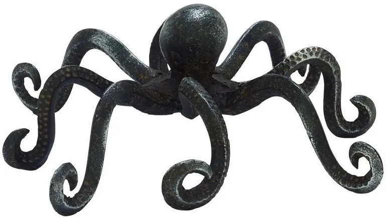 Bronze Metal Octopus Sculpture 12"W x 4"H