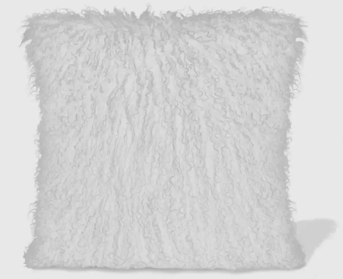 White Lamb Fur Pillow 15.75"W x 15.75"H