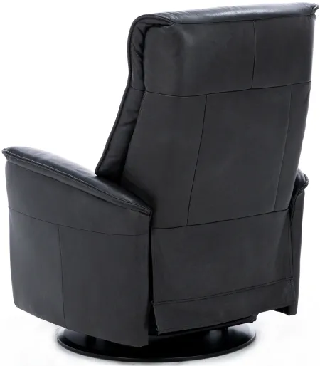 Direct Designs® Chelsie Leather Fully Loaded Large Swivel Gliding Recliner in Charcoal